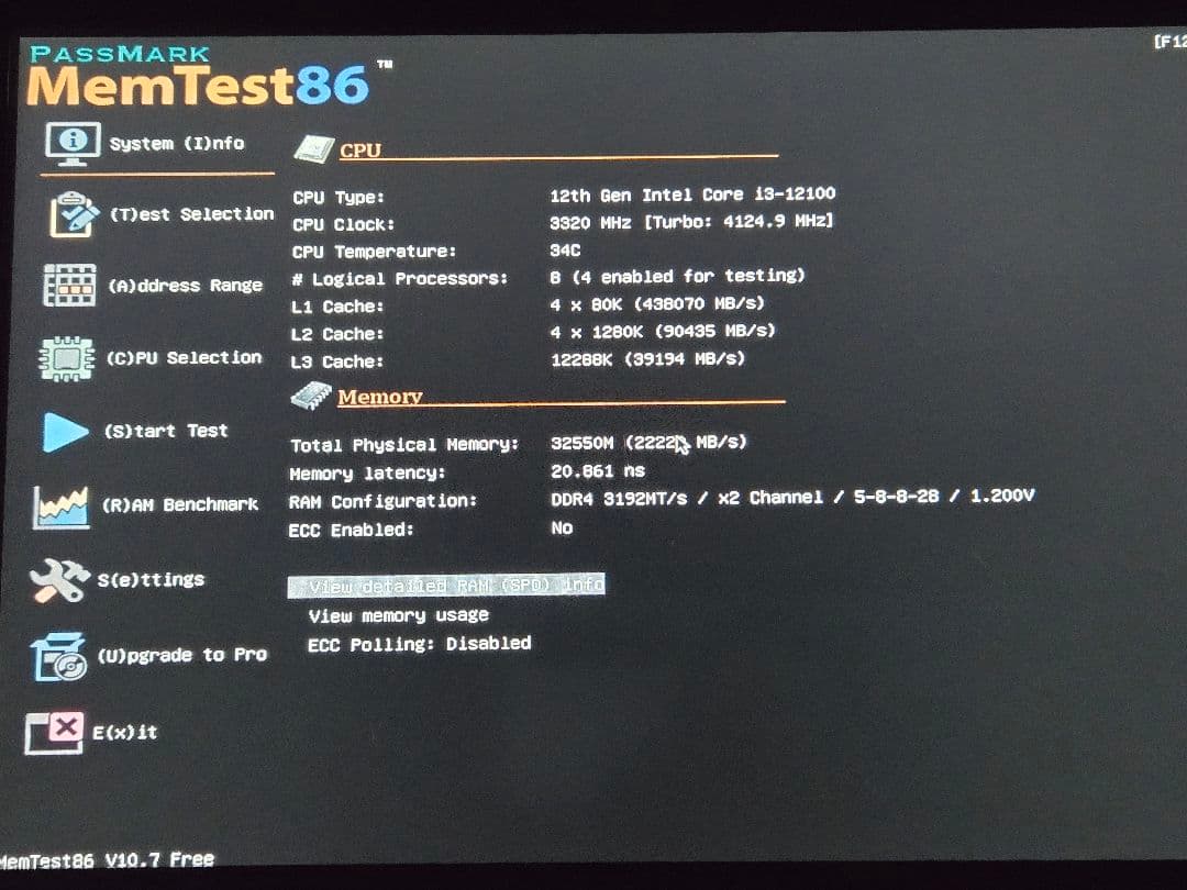 Intel 12100, 32GBメモリ, H610M-HVS/M.2 R2.0