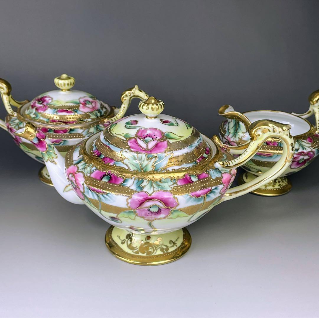 【大き目】オールドノリタケ 花紋 ティーポット アールヌーボー アールデコ