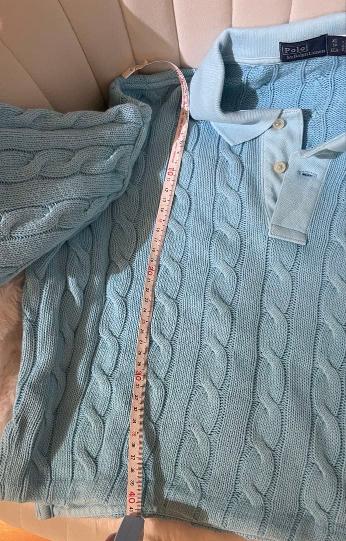 k*3様 【レア】Polo by RL ケーブルコットンロングスリーブポロシャツ