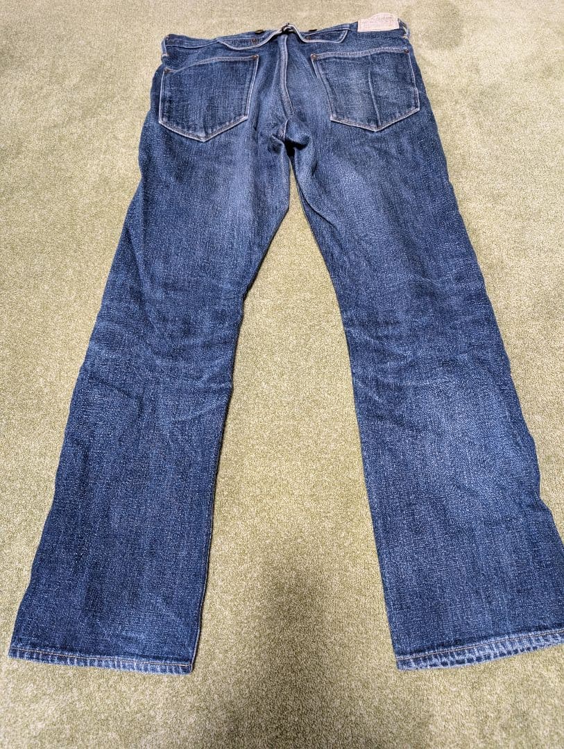 I*様 ダブルアールエル　ダークブルー ストレートデニム フライボタン 33×3