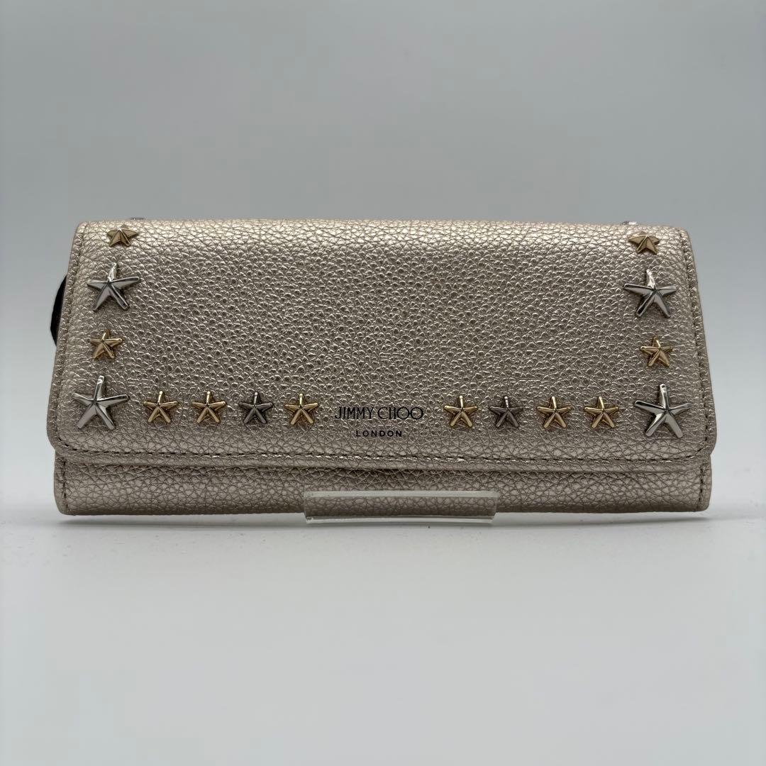 未使用箱付　ジミーチュー　長財布　スタッズ　ゴールド