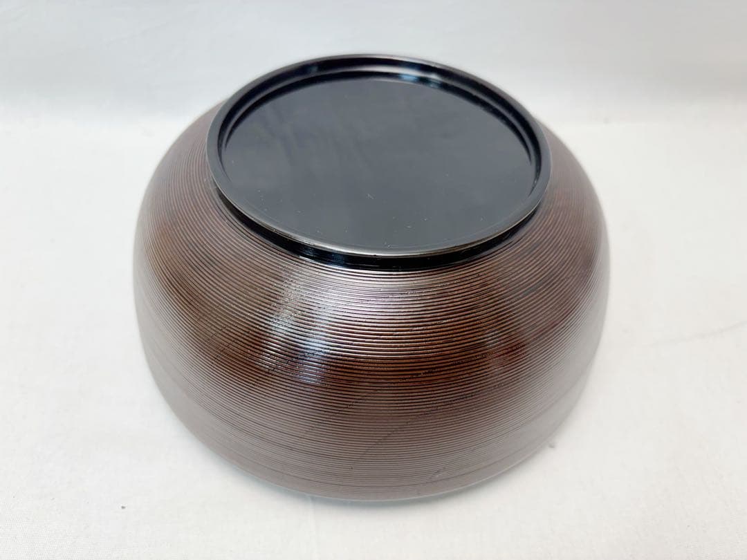 ほぼ未使用 茶道具 漆芸一后一兆作 塗師静峰 輪島塗溜塗 波蒔絵食籠 千筋 刻印