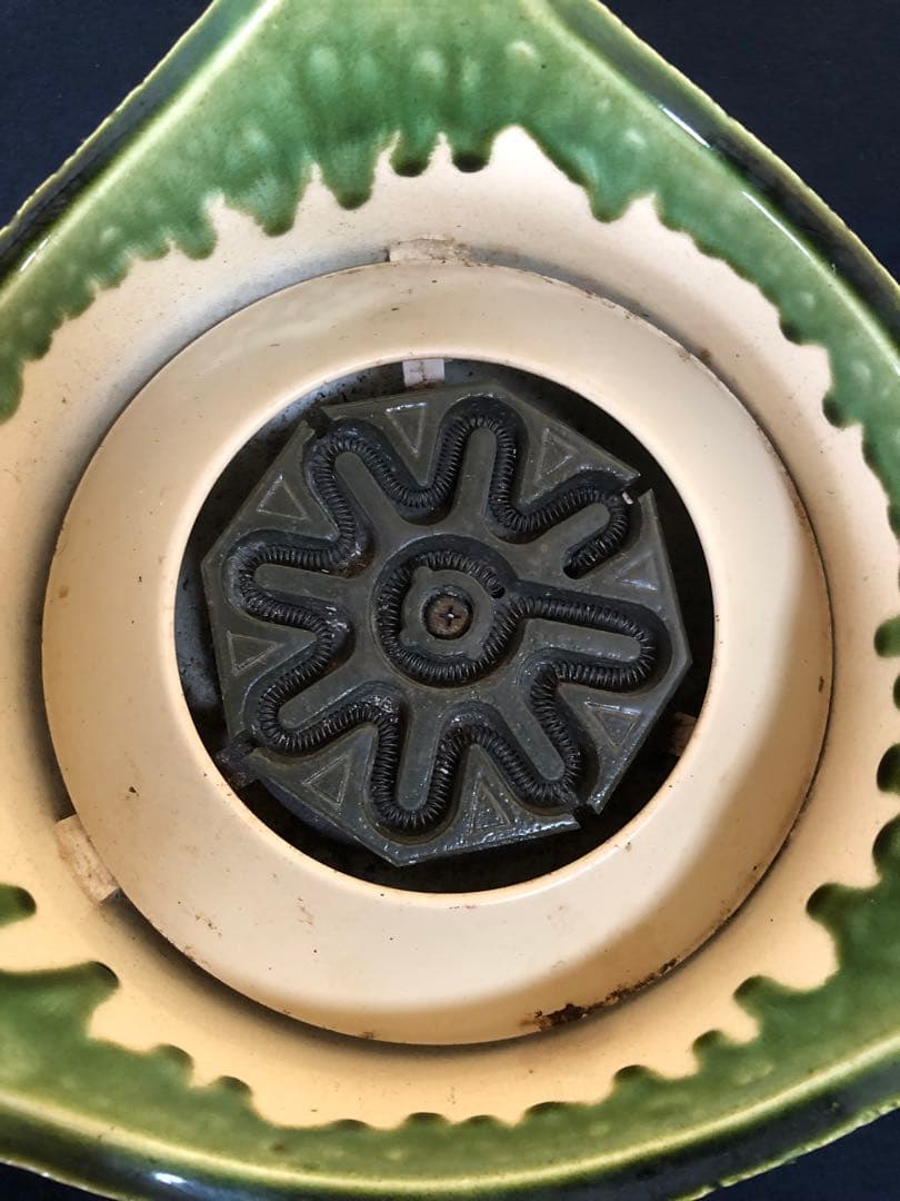 割引❗️《R》野々田式 織部 江戸火鉢 電熱器 煎茶 茶道具　1f