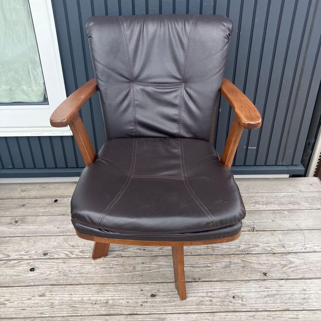 北欧レトロ 回転式 木製椅子 アームチェア ダイニングチェア カントリー 古家具