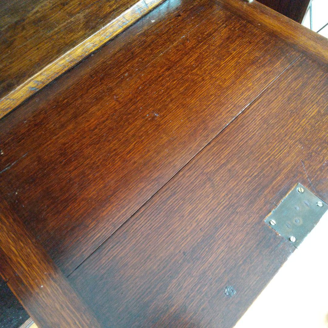 イギリス　アンティーク家具　ビューロー　オーク　本棚　サイドバイサイド