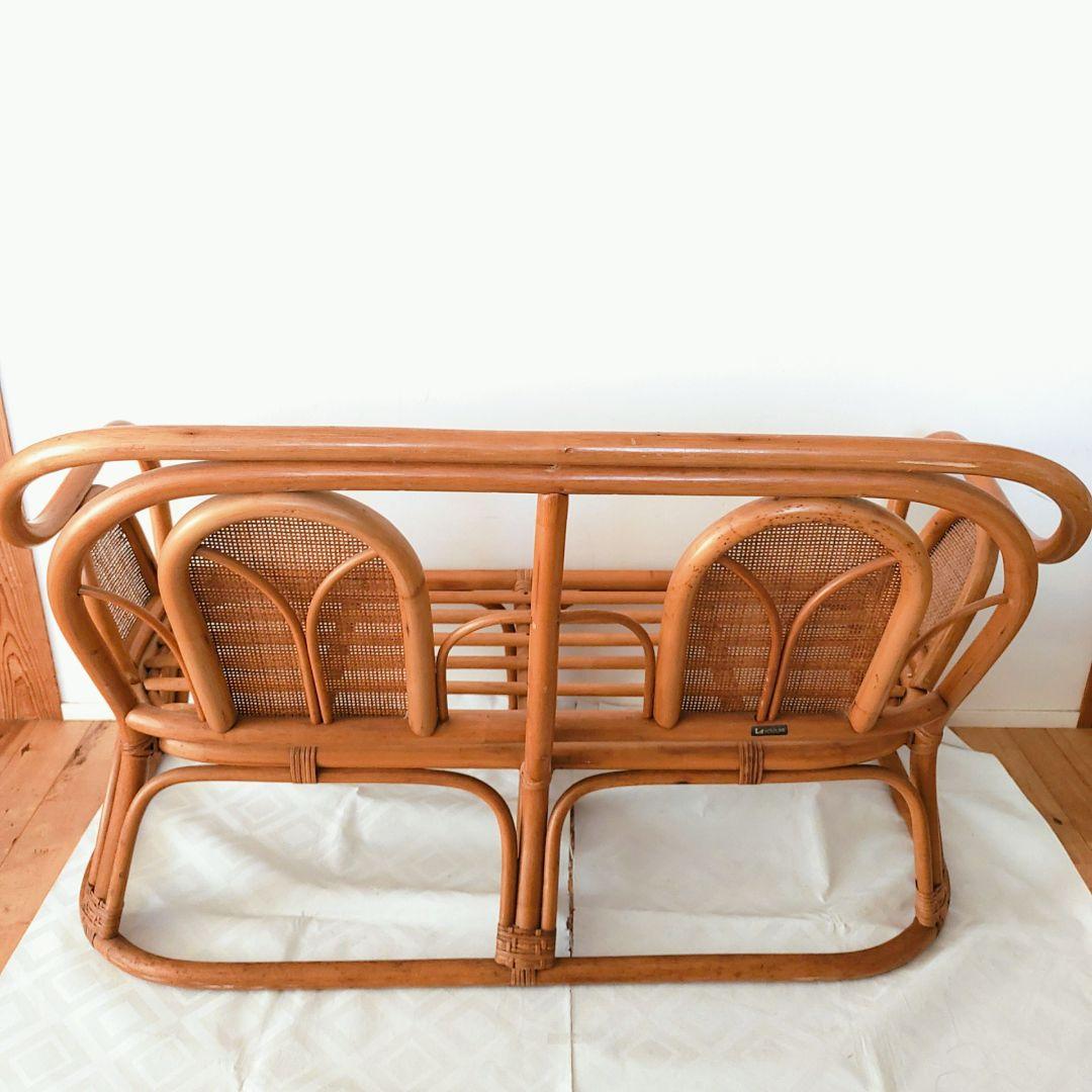 ヴィンテージ ラタン カウチソファ 2人掛け 籐家具 レトロ ビンテージ