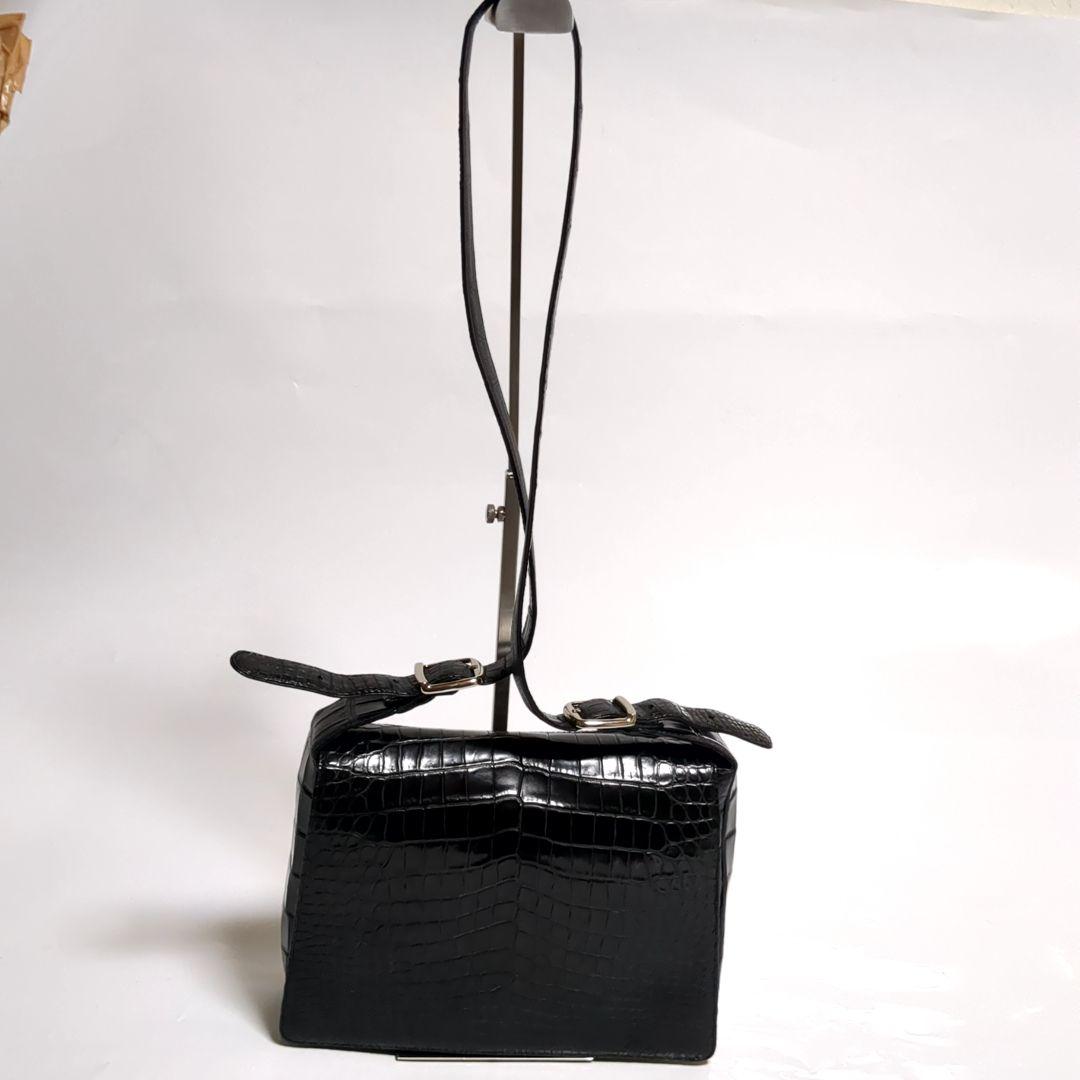 ✨美品✨JRA内タグ クロコダイル ショルダーバッグ センター取り ブラック