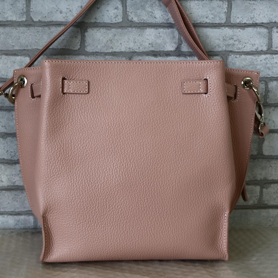 極美品 傳濱野 ミーティアリブレ レザー ショルダーバッグ なでしこベージュ