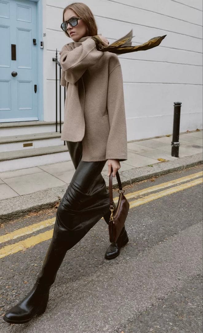 ZARA ウール ショートスカーフコート S