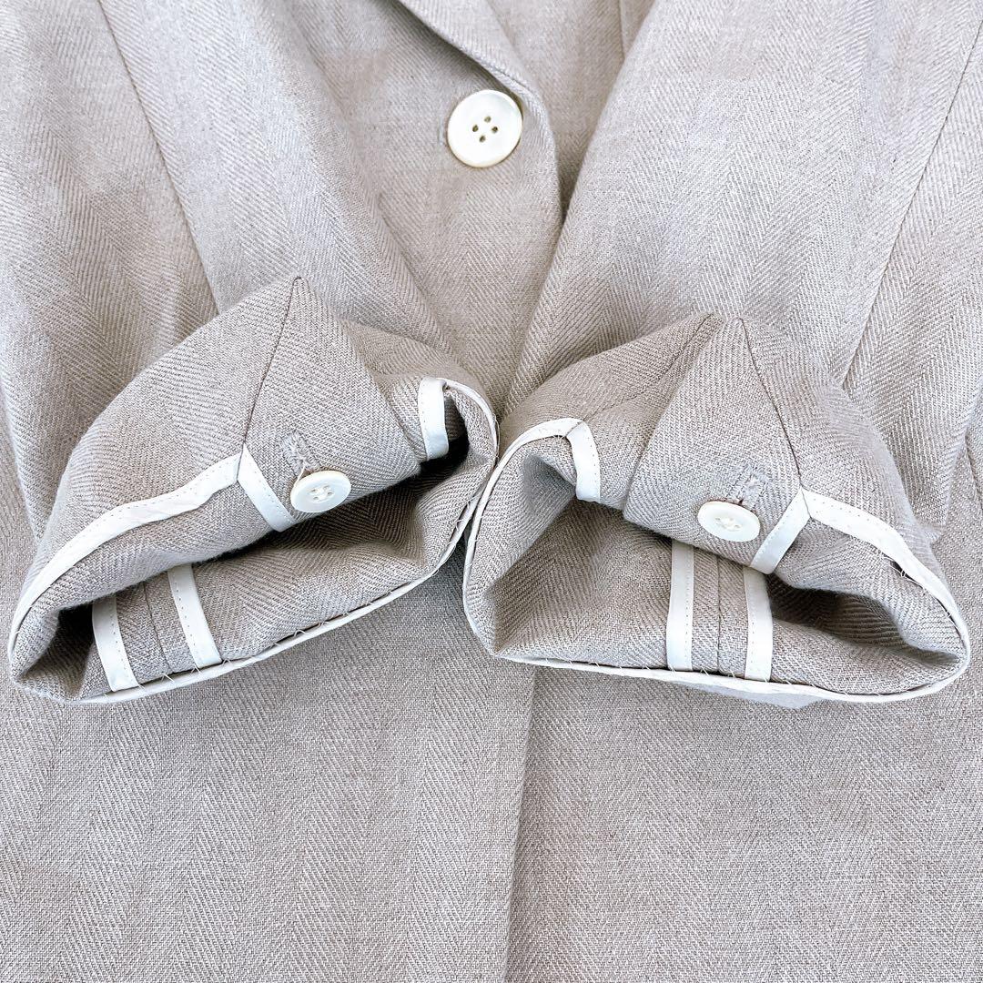 【美品】CHAOS カオス リネン ヘリンボーンテーラードジャケット ベージュ