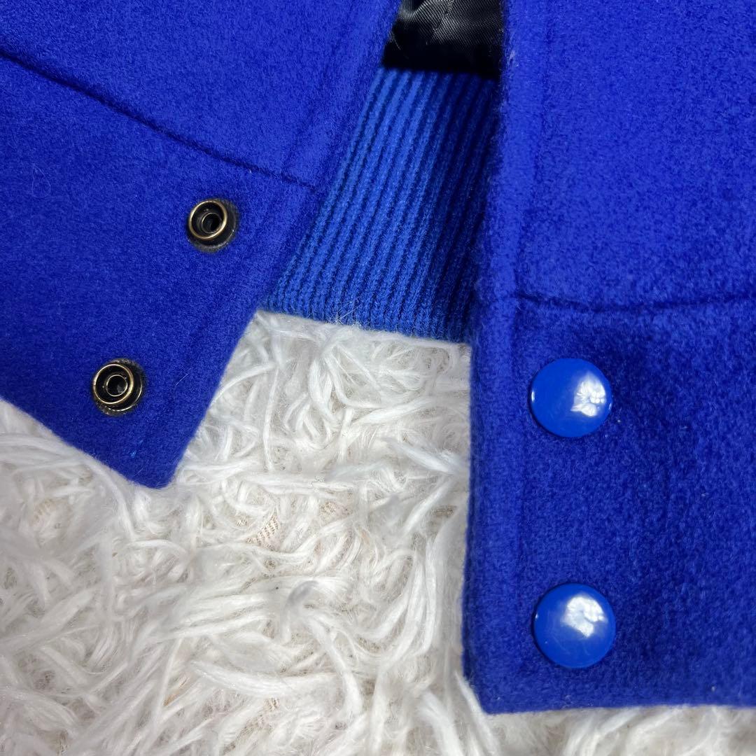 美品 大きいサイズ ダブルハード メルトン×レザー スタジャン ブルー XXL