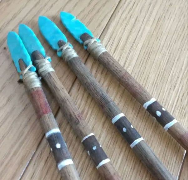 希少アリゾナARIZONAインディアン先住民伝統工芸品矢ターコイズ石羽根ナバホ