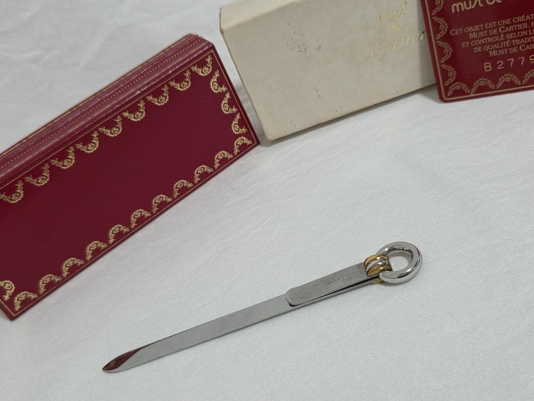 正規良 激レア カルティエ トリニティリング装飾 ロゴ ペーパーナイフ 付属有