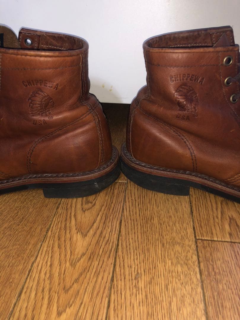 Chippewa チペワ　ブラウン ワークブーツ ミッドカット