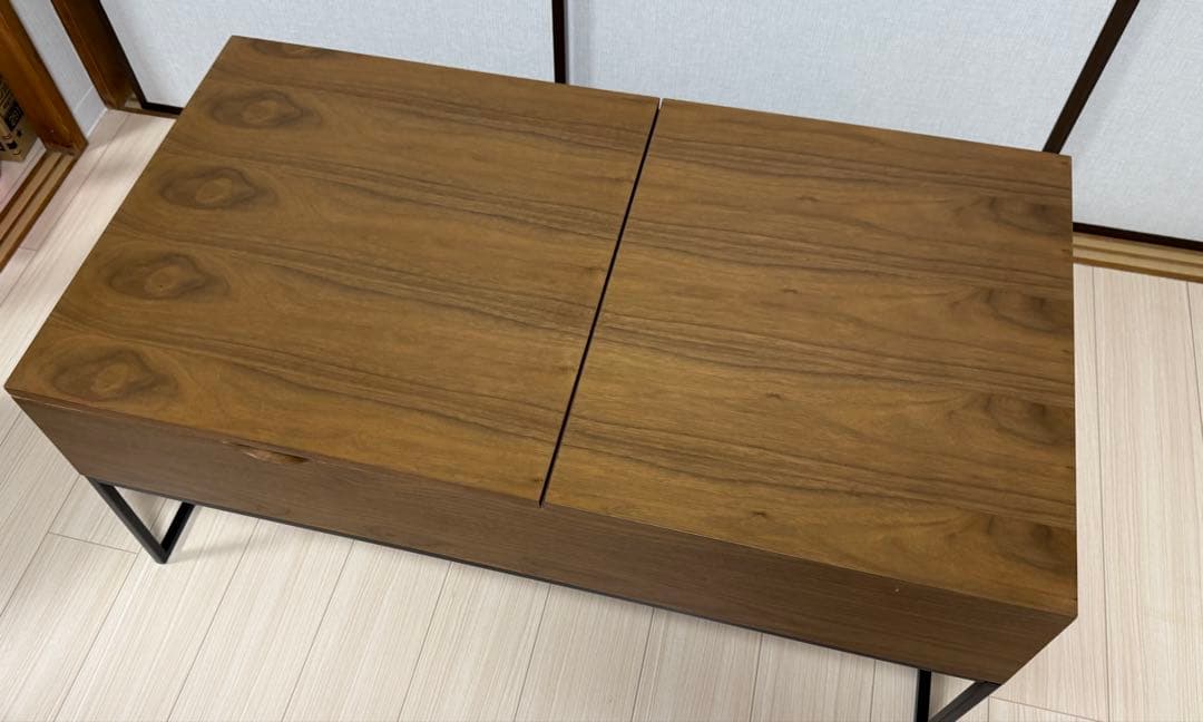 【美品】ウォルナット　ローテーブル　昇降式　鉄脚　LOWYA　ロウヤ