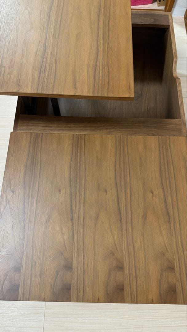 【美品】ウォルナット　ローテーブル　昇降式　鉄脚　LOWYA　ロウヤ