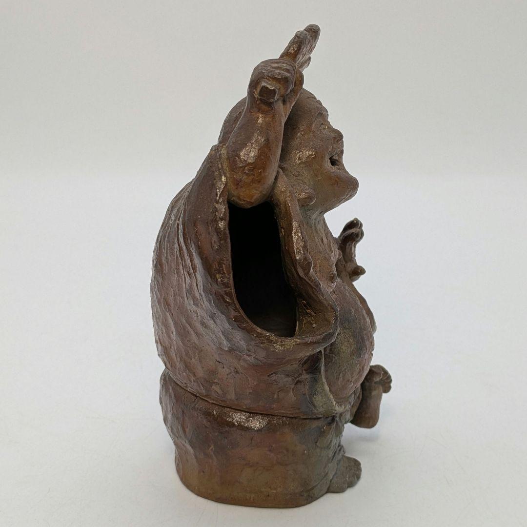 國延昇 備前焼 布袋香炉 合箱合布 踊り布袋 置物 縁起物 七福神 国延昇 香爐