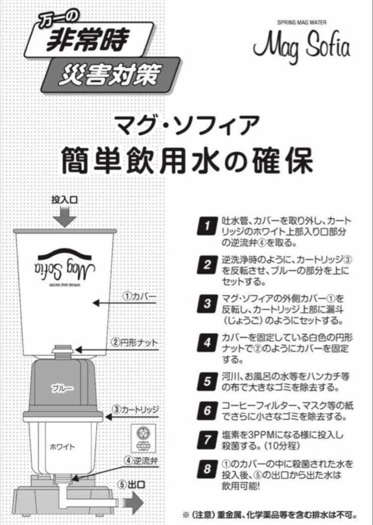 マグソフィア Mag Sofia 浄水器 非常時 災害対策　未開封