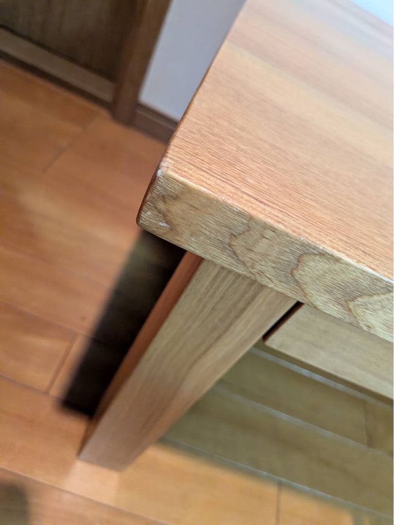 ■送料込■無印良品 木製ローテーブル 引出し タモ センター机デスクダイニング