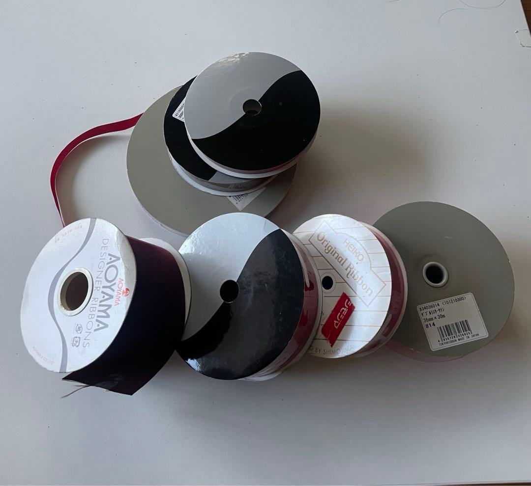 【3万円相当！】高級　サテンリボン　レッド　ボルドー　新品含む 7巻セット