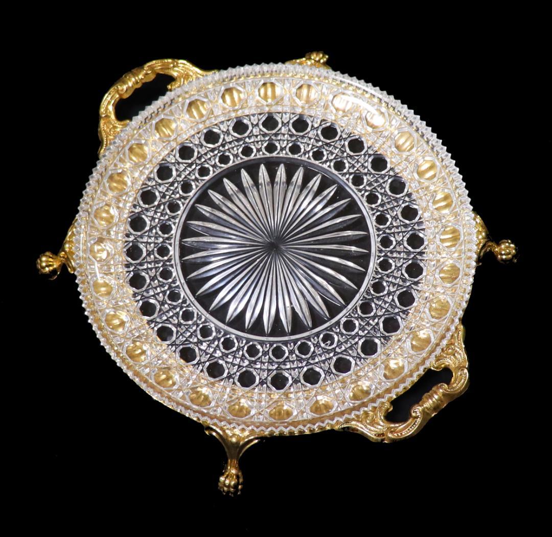 オールド・バカラ 博物館級!! 特大 ブロンズ装飾 獅子脚台座 センターピース