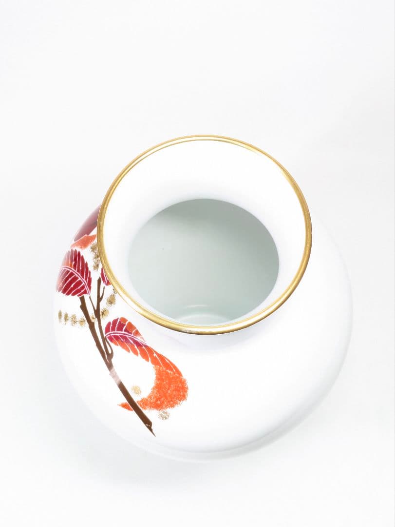 大倉陶園 金彩色絵 栗図 花瓶 高さ約27.5cm
