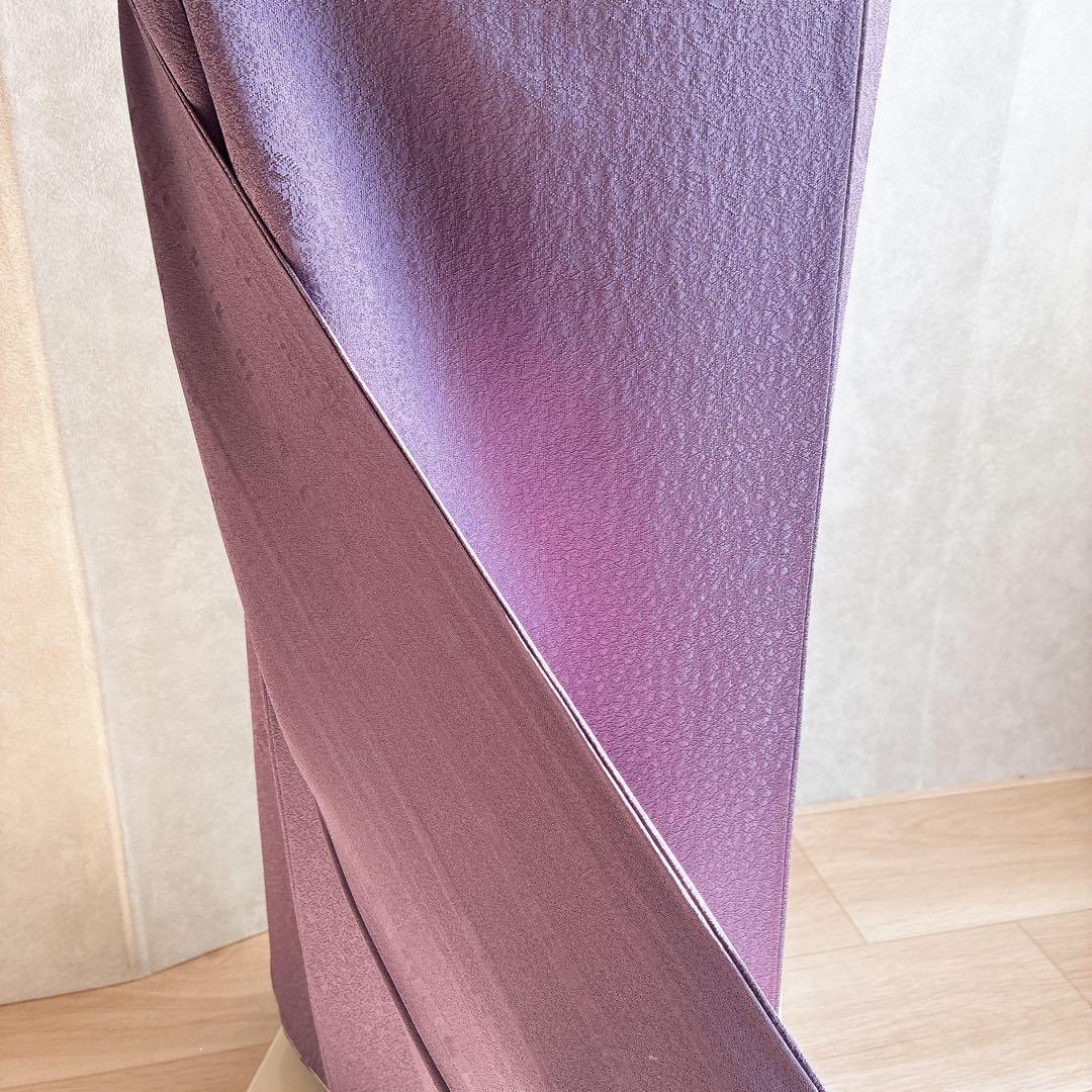 色無地　フルセット　着物　正絹　しつけ糸付き　紫　花丸文様　G8