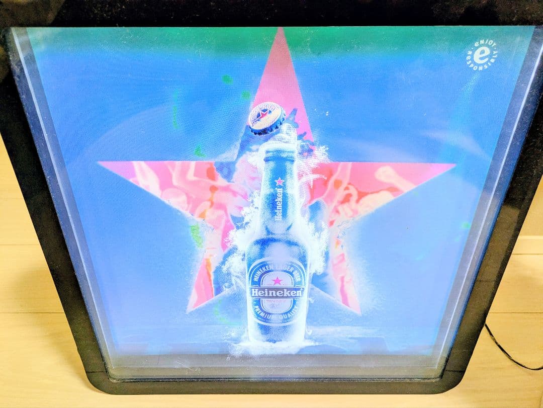 Heineken バックライト　ディスプレイ ネオン　看板　バー　パブミラー