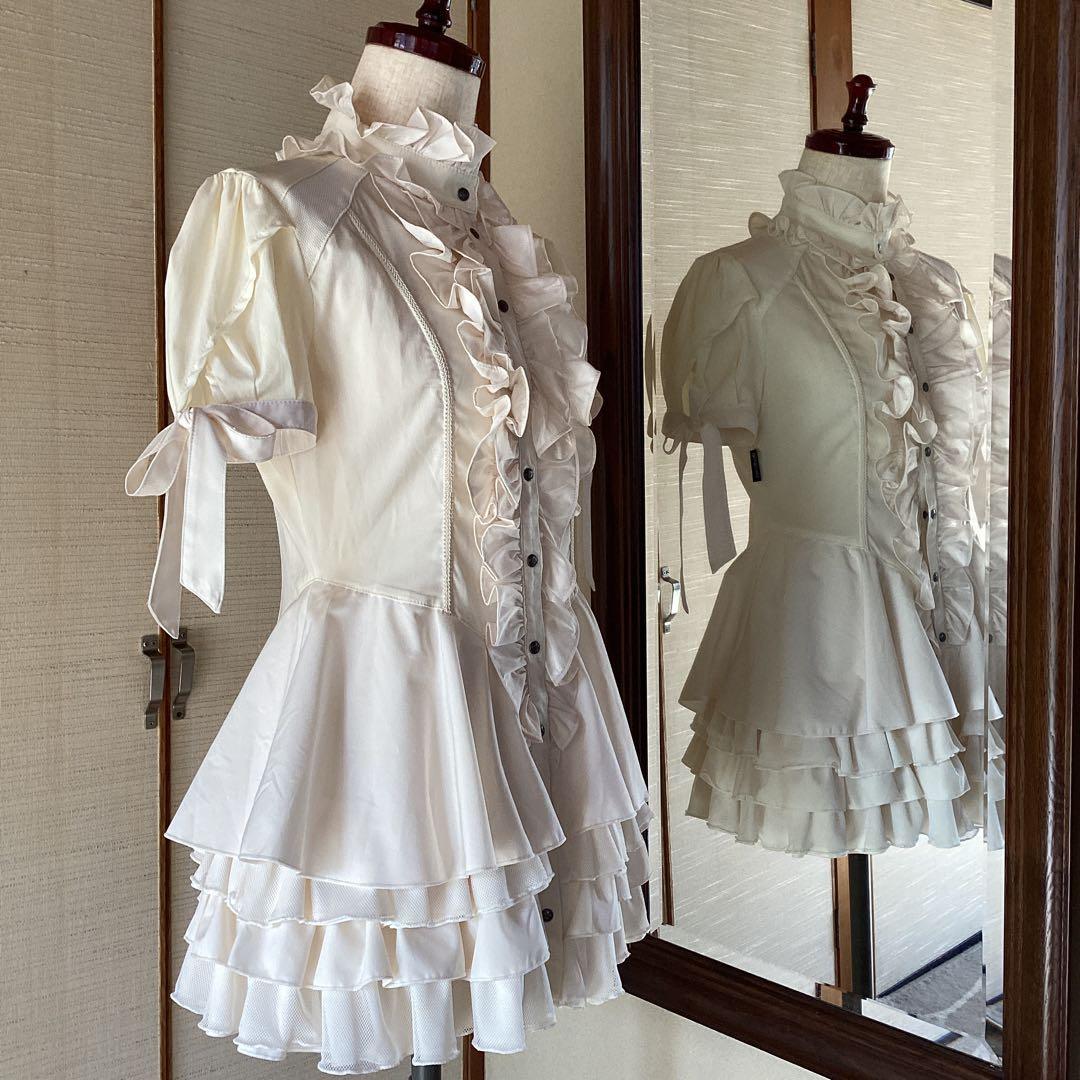 極美品！OZZ Croceアイボリー フリル ロングブラウス［商品番号10］