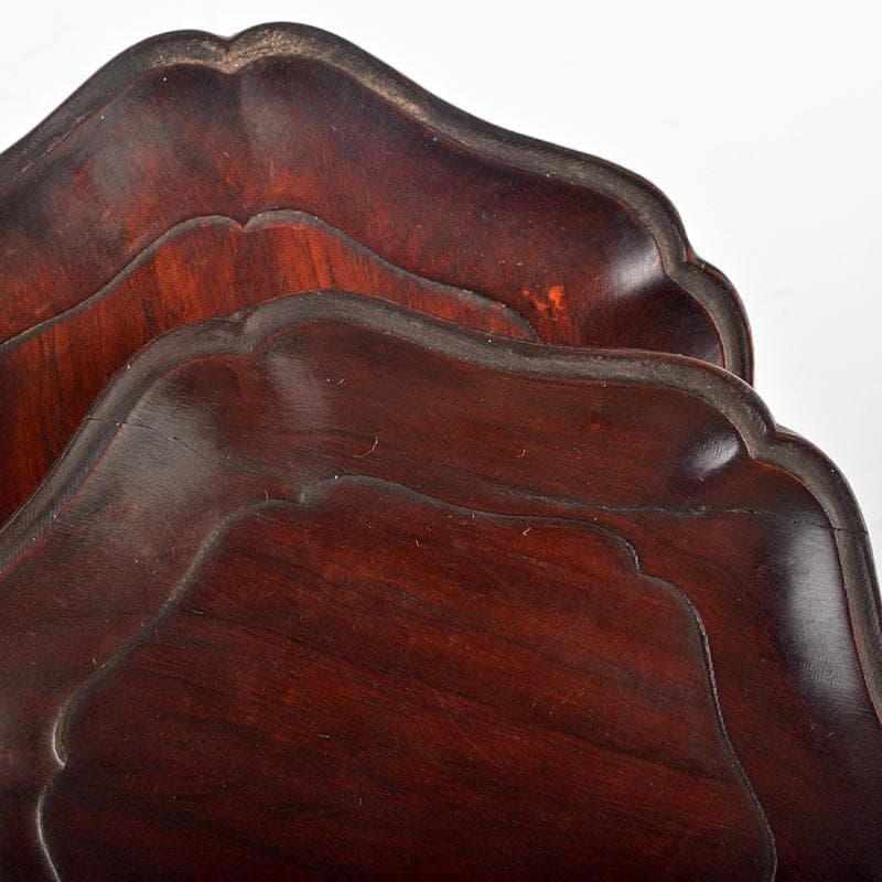 中国　唐木紫檀製　茶托　小皿　五客　V R6563E