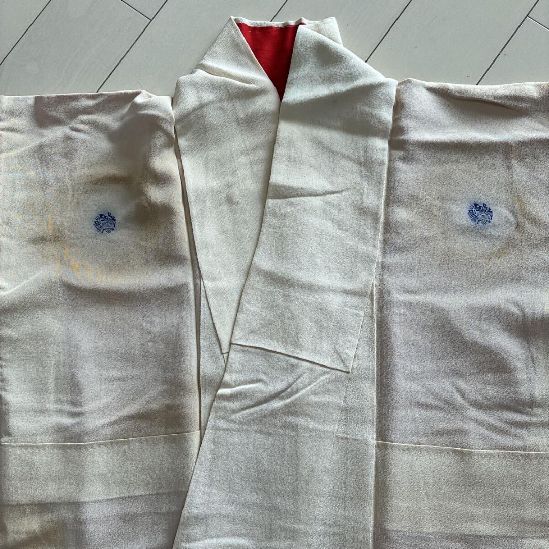 ■E5029■アンティーク■正絹縮緬■大正ロマン　五つ紋　宝船と鶴柄　袷　振袖■