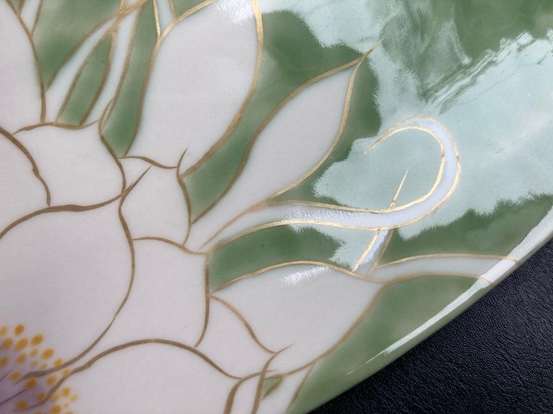 京焼　陶葊　陶あん　月下美人　舟型皿　舟形大皿