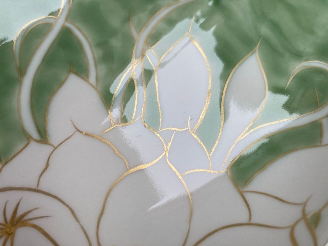 京焼　陶葊　陶あん　月下美人　舟型皿　舟形大皿