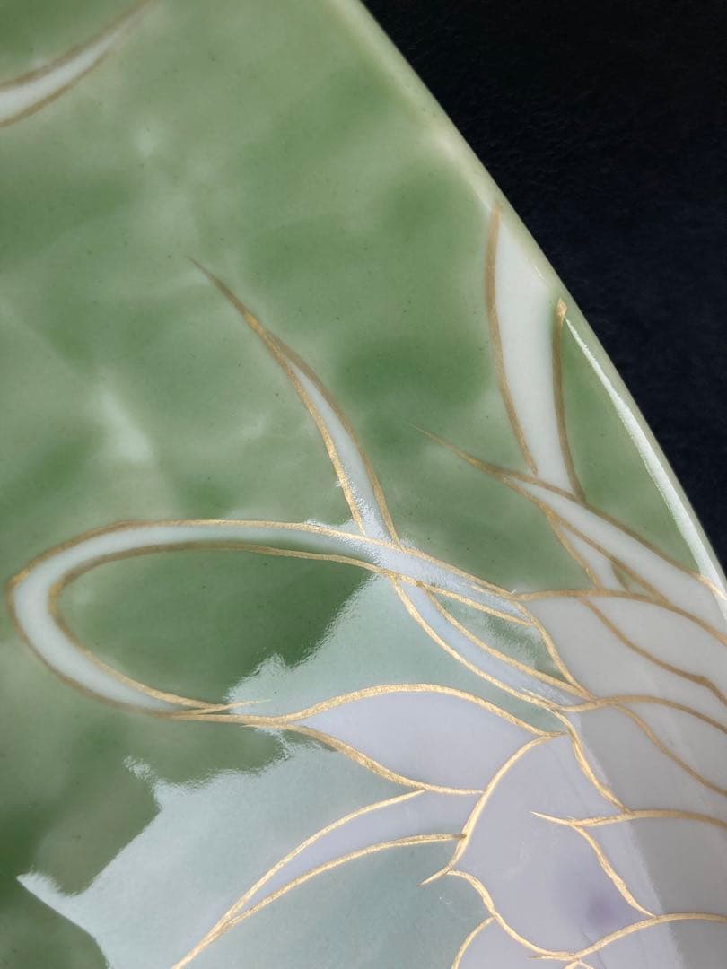 京焼　陶葊　陶あん　月下美人　舟型皿　舟形大皿