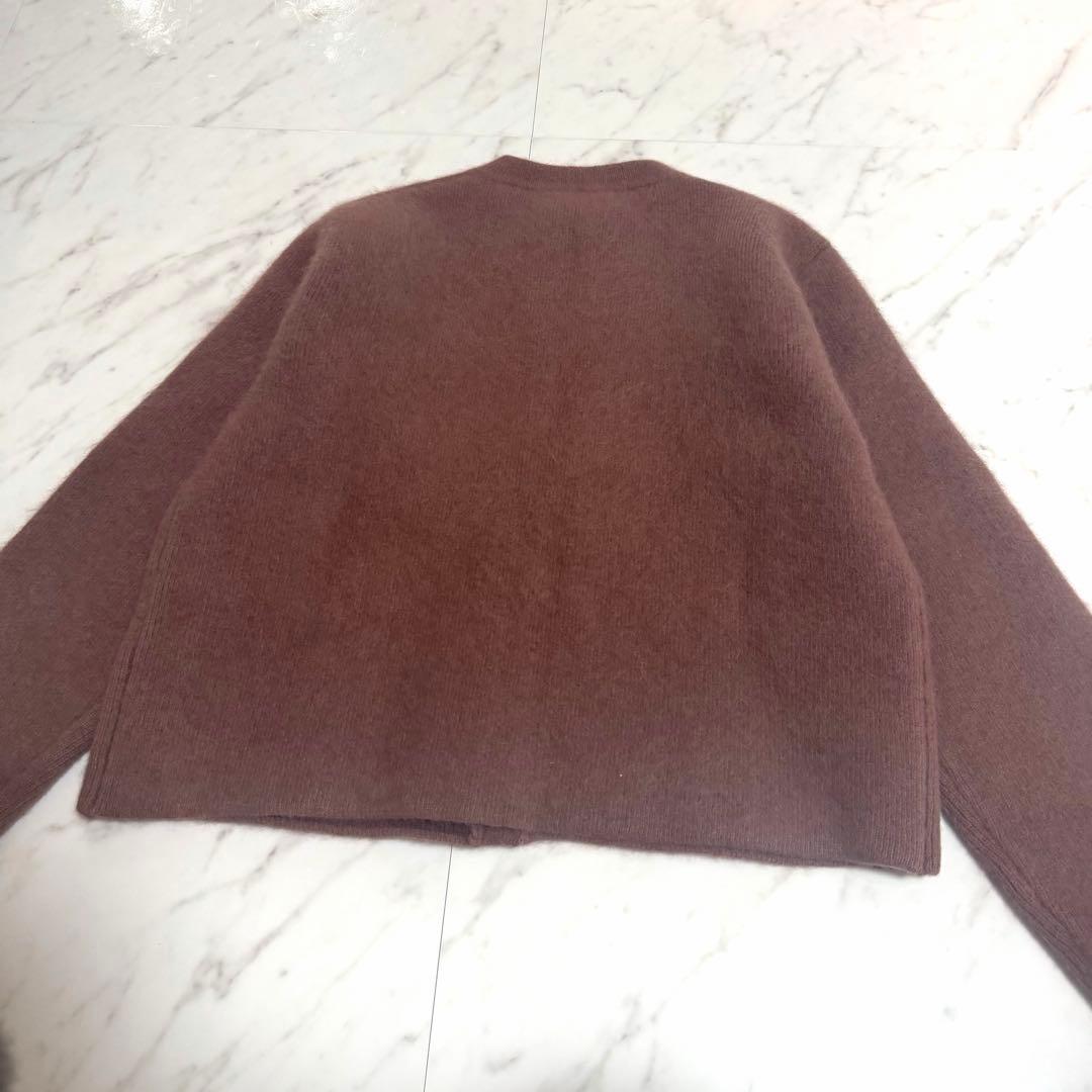 【美品】完売品✨️アニュアンス ラクーン ブレンド ノーカラー ニット ジャケット