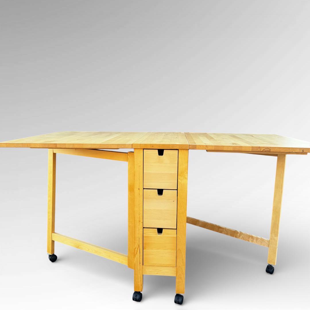 IKEA NORDEN ノールデン ゲートレッグテーブル バーチ キャスター付