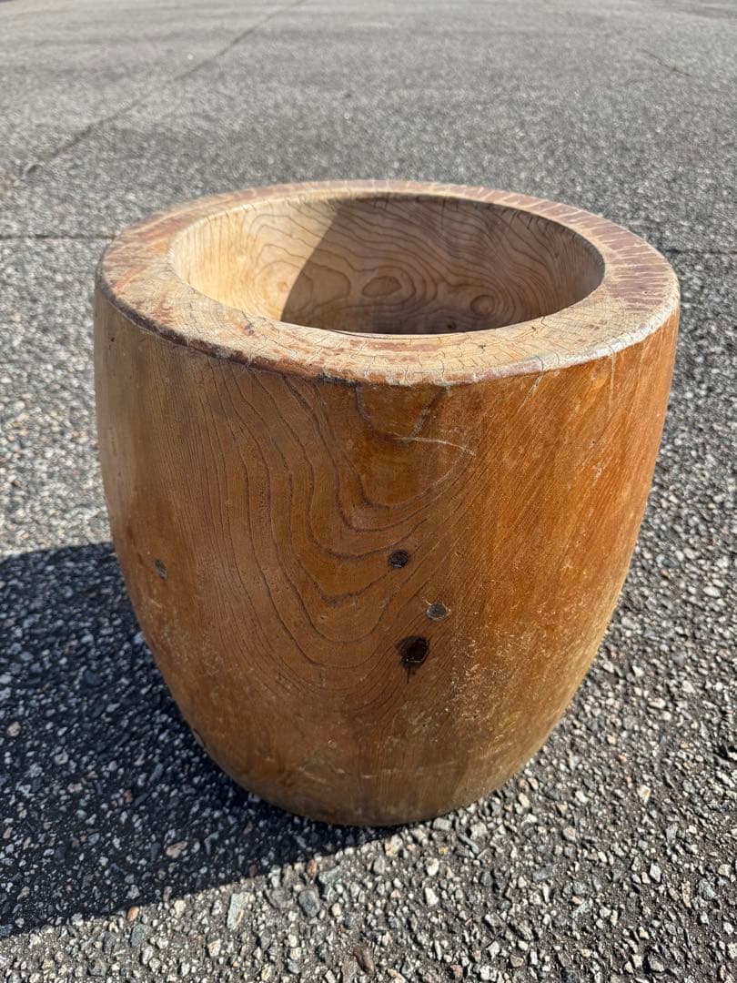 木製 餅つき 臼 昭和58年製 民芸品 レトロ