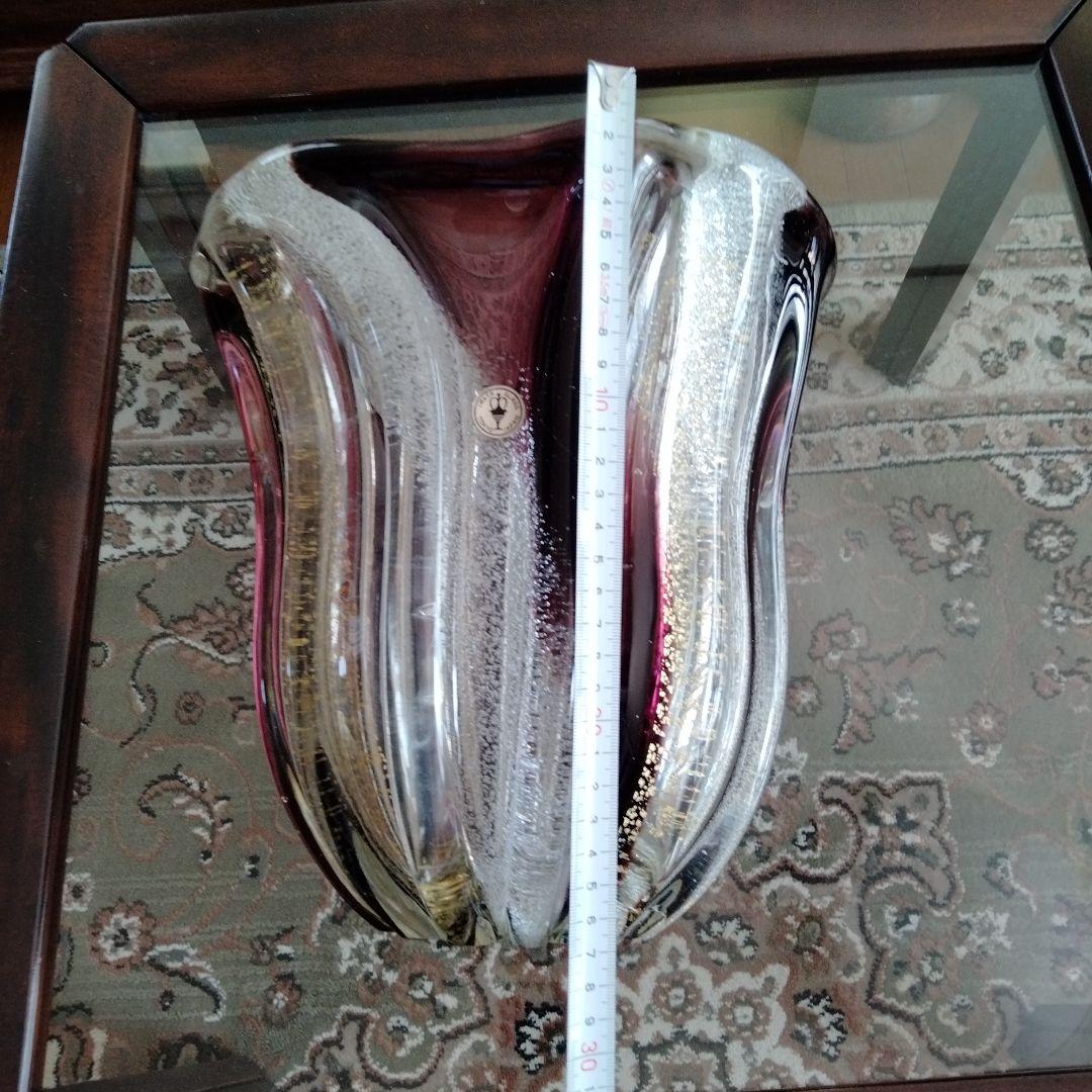 高級芸術名作 日本製ガラス大花瓶 美しい硝子細工大き目サイズ硝子芸術品