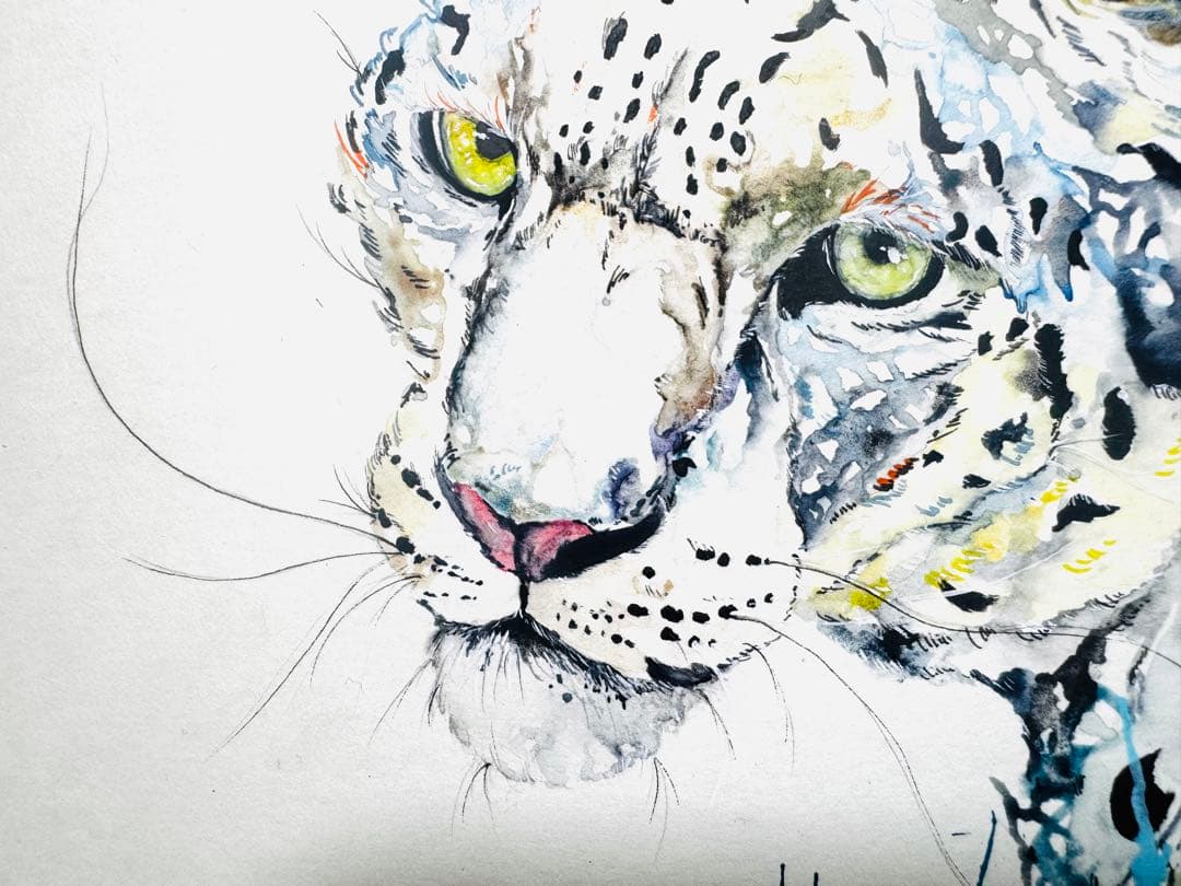 雪豹 ユキヒョウ 原画 額装済