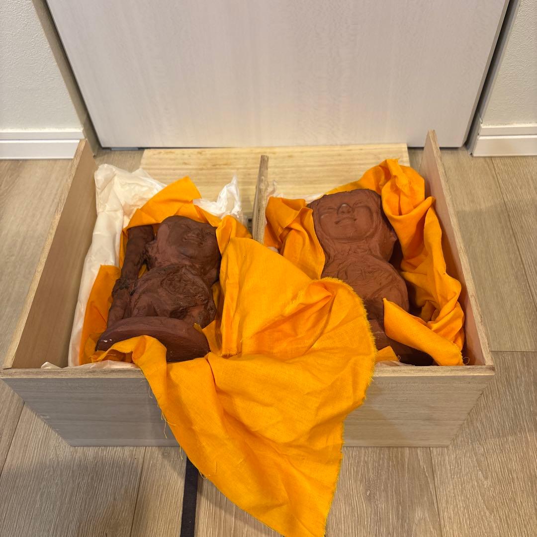 キ*ー様 保田人形 陶芸作品 木製箱付き