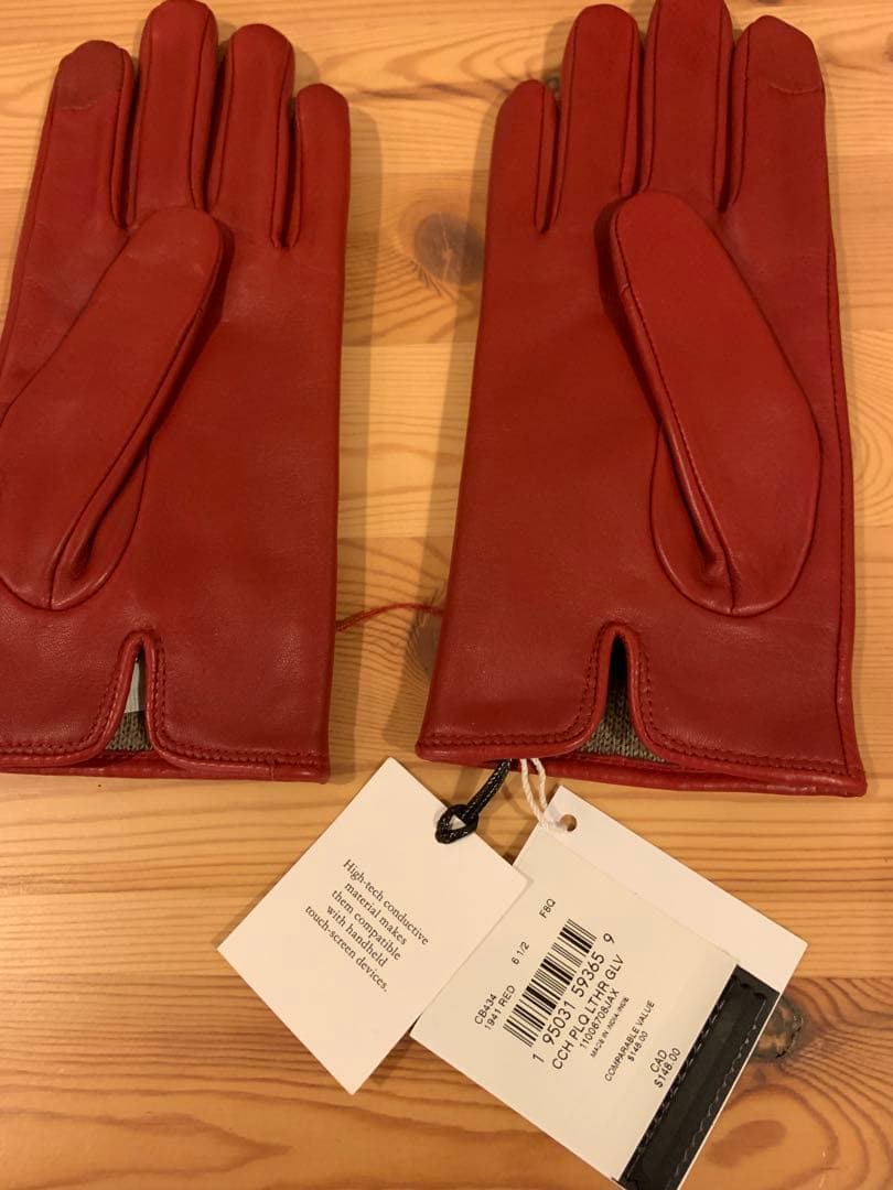 COACH 赤 レザー テックグローブ