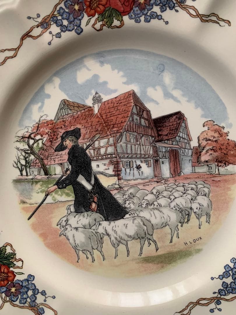 サルグミンヌ　フランスビンテージの大小3枚セット！牧歌的な絵柄が癒されます！