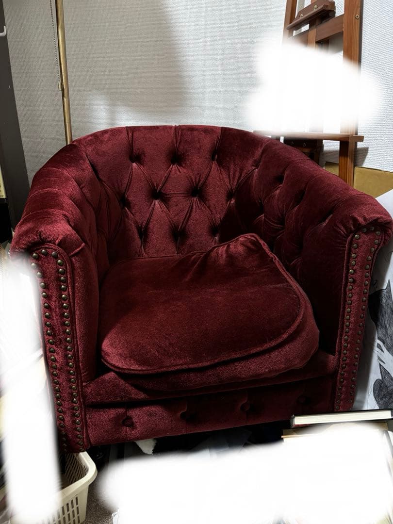 ヴィンセントソファ　1人掛け　赤　チェア