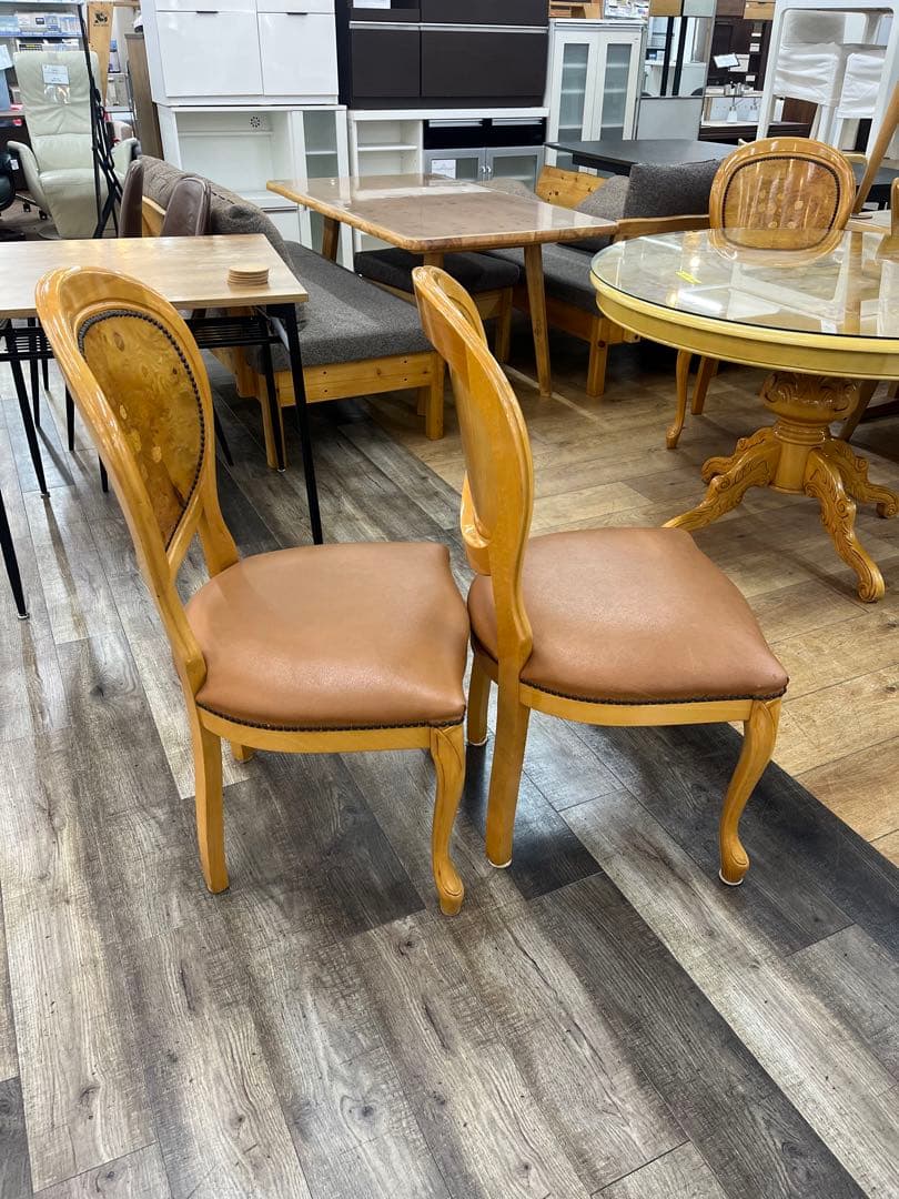 イタリア クラシックスタイル 象嵌細工チェア　2脚セット　サイドチェア