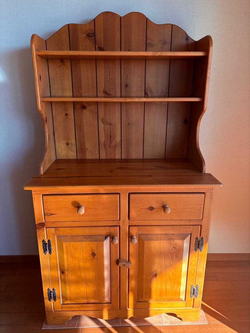 無垢材カントリーカップボード食器棚 k factory アントステラ系　送料込み