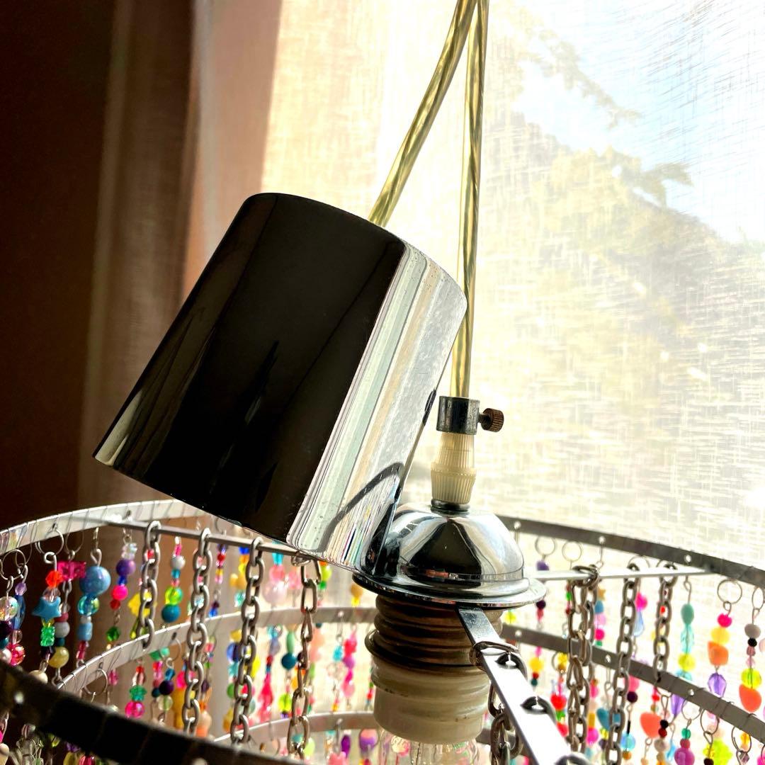 ビーズシャンデリア　1点もの　シャンデリア　オシャレ　ライト　照明　天井　大