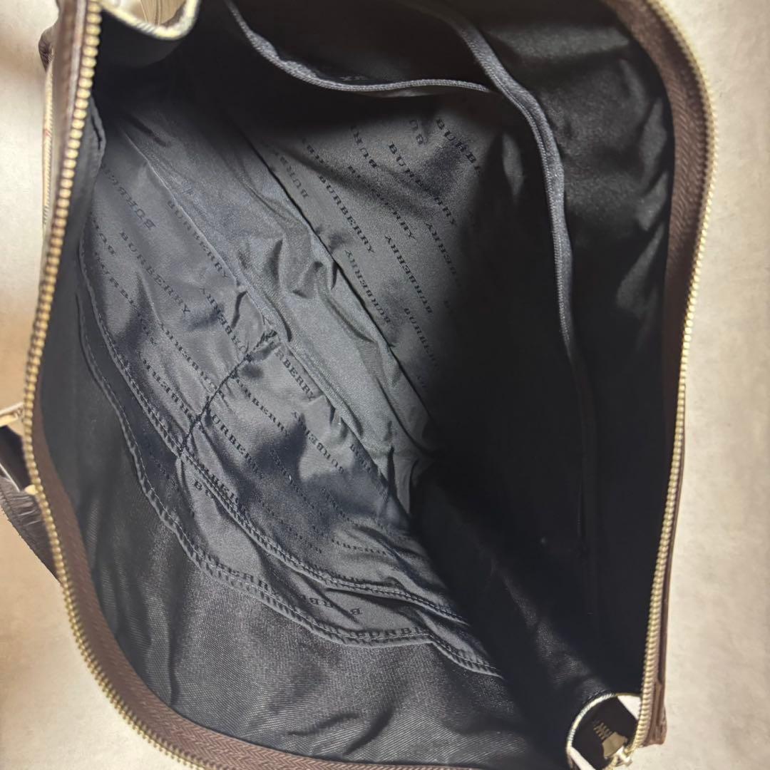 バーバリー　ビジネスバック　ノバチェック　ブラウン　ロゴプレート　A4◎