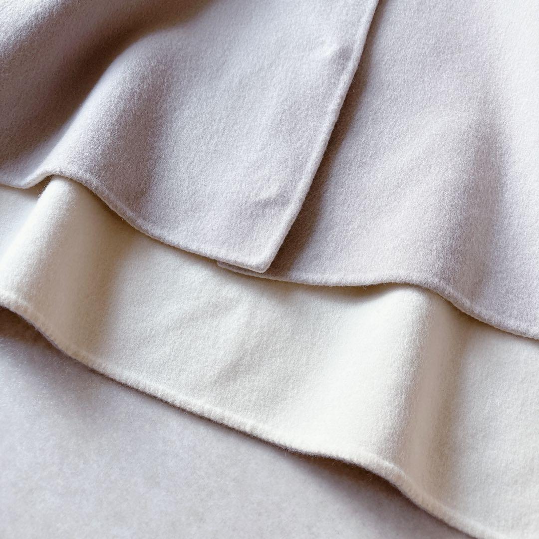 極美品★ADORE｜2TONE カシミヤ混 リバーコート 前後差裾 グレージュ