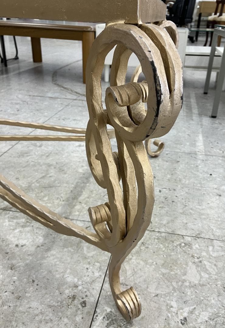 ガラス センターテーブル アイアン脚 ゴールド