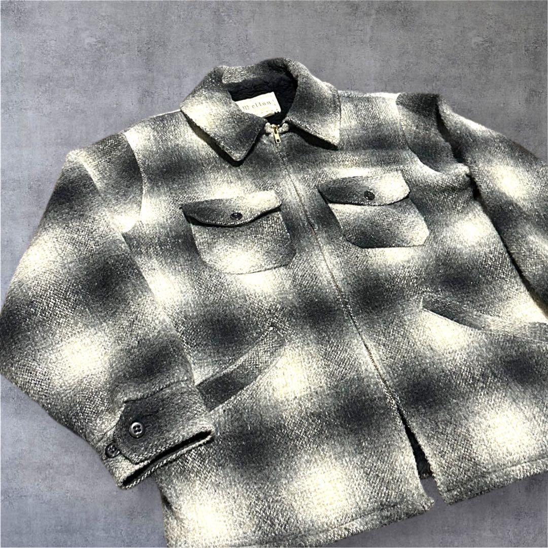 70s USA製 melton オンブレ シャドーチェック ウール ジャケット